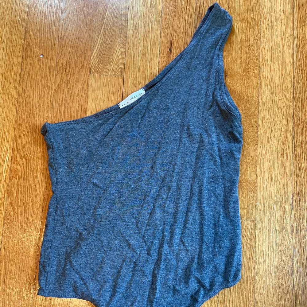 Gray One Shoulder Bodysuit